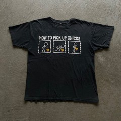 Vintage Y2K How To Pick Up Chicks Shirt Size Medium Black Funny Parody