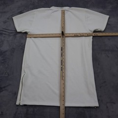 WEIV Essential Shirt Mens M Ivory Short Sleeve Mock Neck Stretch Zip Casual Tee