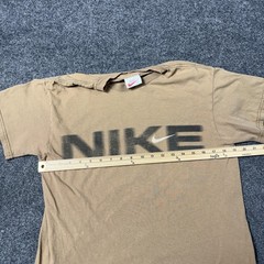 Vintage Nike Shirt Mens Small Brown Big Logo Spellout Graphic Tee Made USA 90s