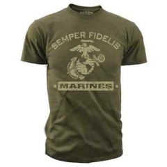 Marine Corps Semper Fi Green T-Shirt- USMC OD Green EGA Vintage Shirt