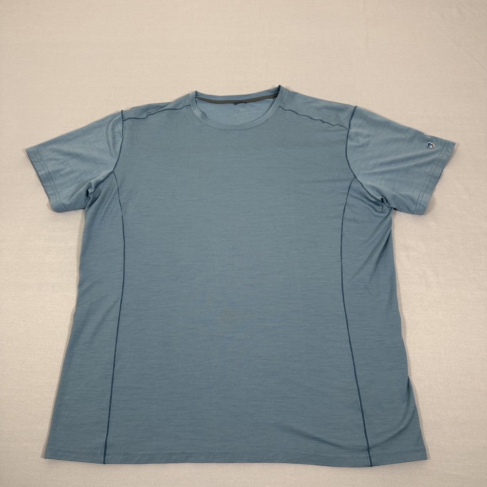 Kuhl Shirt Mens XL Blue Cashmerino Merino Wool Base Layer Performace Hike Climb