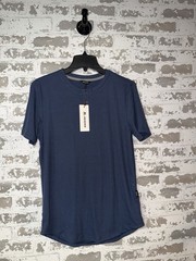 NWT! Lot of 2 JMIERR Short Sleeve Ribbed Button Neck Tee Shirts – Blue/Black S