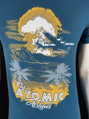 Grunt Style “Fly Atomic Airlines” Blue Front Graphic T Shirt, Men’s Size Small