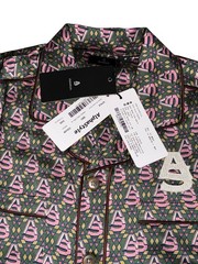 NWT AlphaStyle Luxe DEFOE Printed Silk Button Up Streetwear Shirt MSRP $250 Sz M
