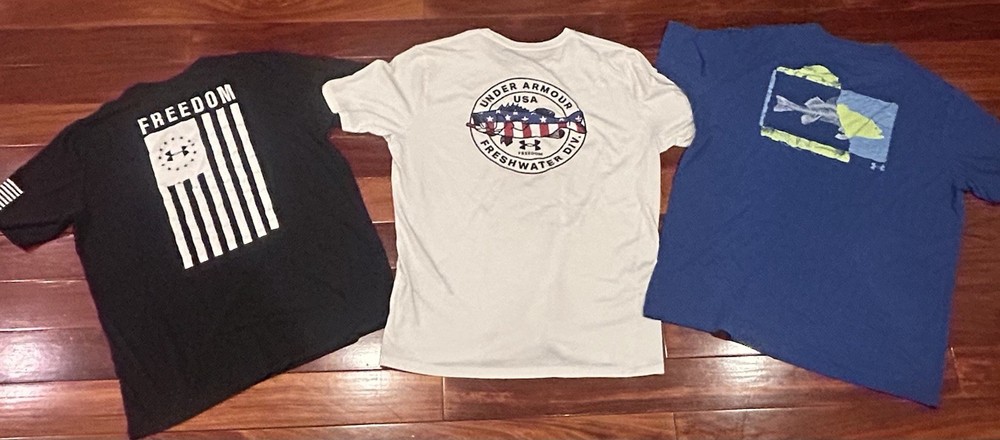 Under Armour Lot of 3 UA Freedom Flag Fishing T-Shirt Men’s Large