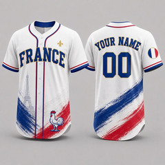 Baseball Jersey Manches Courtes France Football Pour Homme