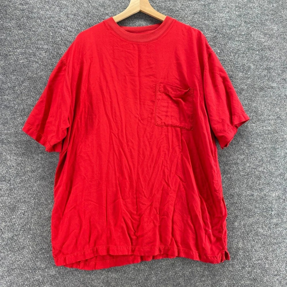 Unbranded T-Shirt Men L Red Crew Neck Short Sleeve Pockets Rayon Regular