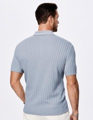 Mens Summer Casual Polo Shirt Short Sleeve Knit Stretchy Button Golf Tee Top
