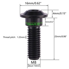 6Pcs Titanium Bolt M8 x 20mm 25mm Motorcycle Rear Brake Rotor Screw (Black, M…