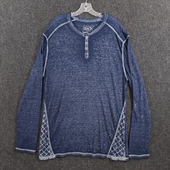 Buckle Black Burnout Henley Shirt Men’s XL Blue Stone Wash Knit Y2K Casual