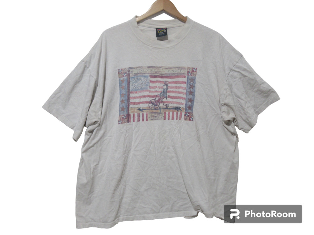 Sz XXL VINTAGE Soffes Choice T-Shirt Single-Stitch USA Made Patriotic Flag