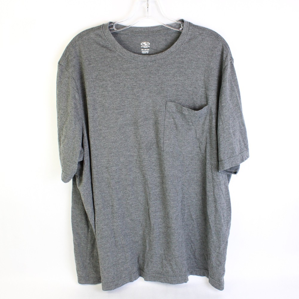 Athletic Works Men’s 2XL Gray Pocketed T-Shirt Casual Cotton Tee