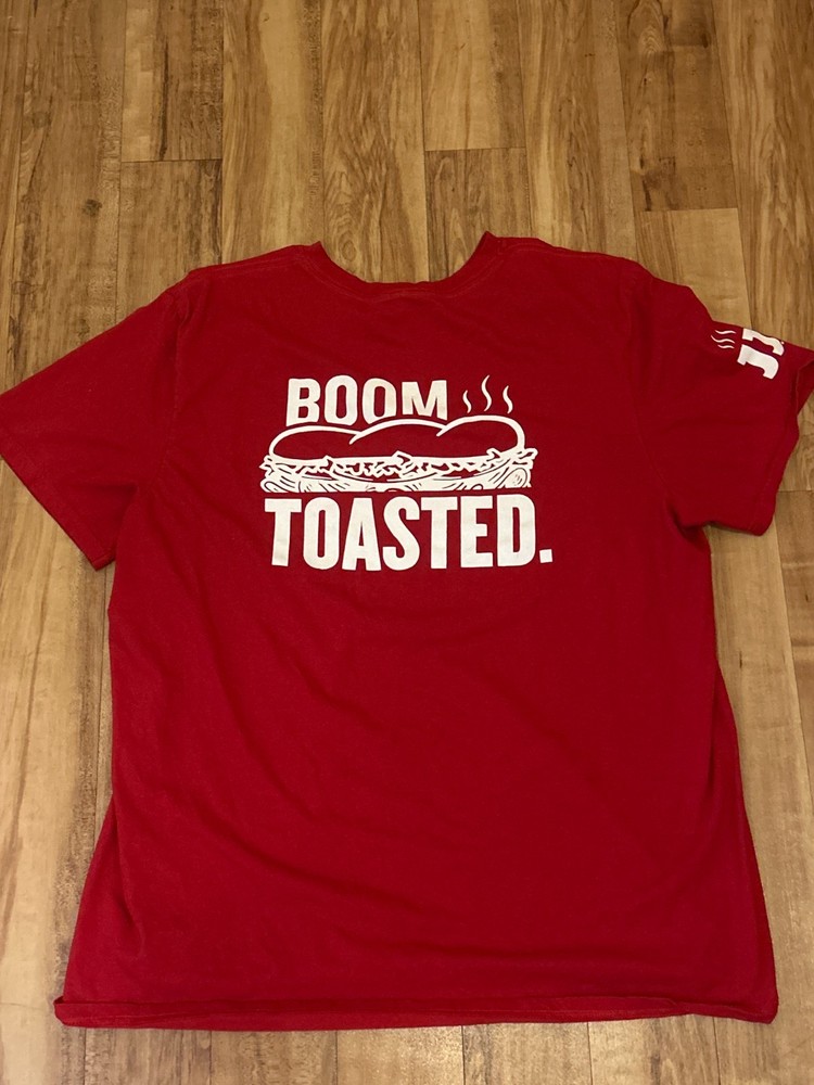 Jimmy John’s Boom Toasted Red Size XL T-Shirt **No Tag and Some Spots