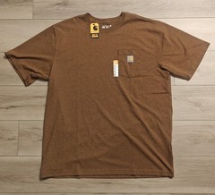 Carhartt Men Brown Front Pocket Loose Fit Short Sleeve TShirt Size XL Tall K87-M