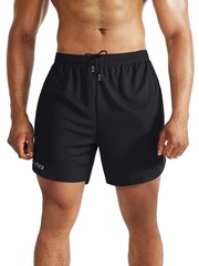 NELEUS Men’s 2 in 1 Running Shorts with Large, 6070 Black/Grey,2 Pack
