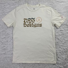 Topo Designs Shirt Mens Large Ivory Graphic Tee Colorado USA 100% Organic Cotton