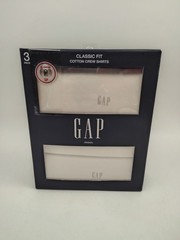 GAP Men’s Medium 3 Pack White Soft Cotton Crew Neck T Shirts w Logo Tag Free