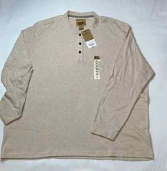 The Foundry Men’s Thermal Henley Top Oatmeal Long Sleeve Pullover Shirt 3X C1041