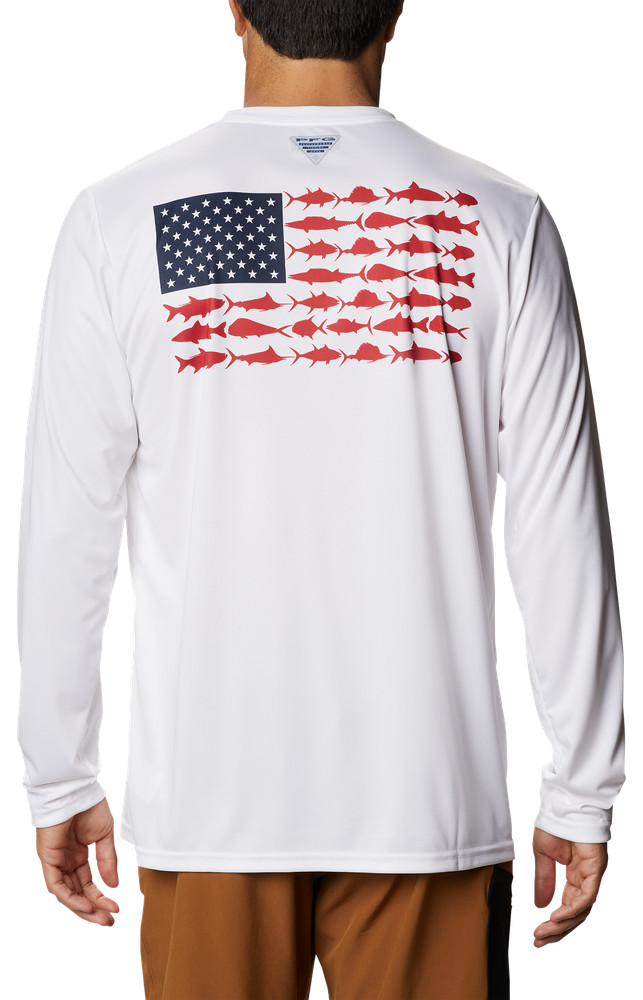 Columbia Terminal Tackle PFG Fish Flag Long-Sleeve Shirt – White/Collegiate Navy