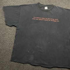 Vintage Y2K Now And Zen T Shirt Size 2XL Black Grunge Worship Text Funny