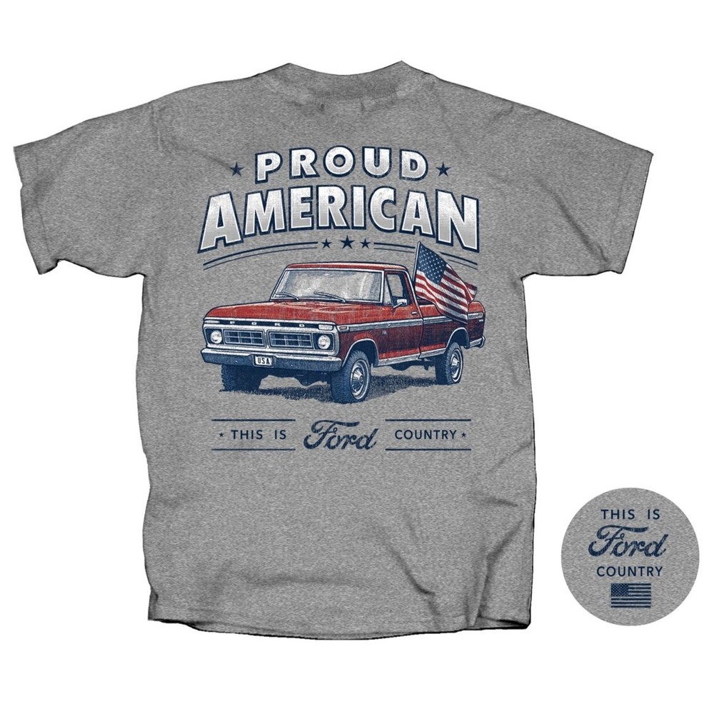 Joe Blow T’s Ford Truck Proud American Men’s Gray T-Shirt 6th Gen 1976 F Series