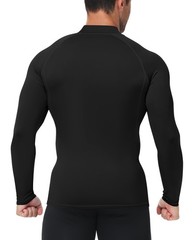Black Compression Shirt Men Long Sleeve Turtleneck Workout Tops Athletic Spor…
