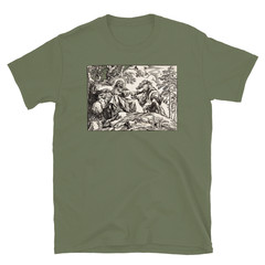 Temptation of Christ T Shirt Vintage Biblical Engraving Religious Art Tee