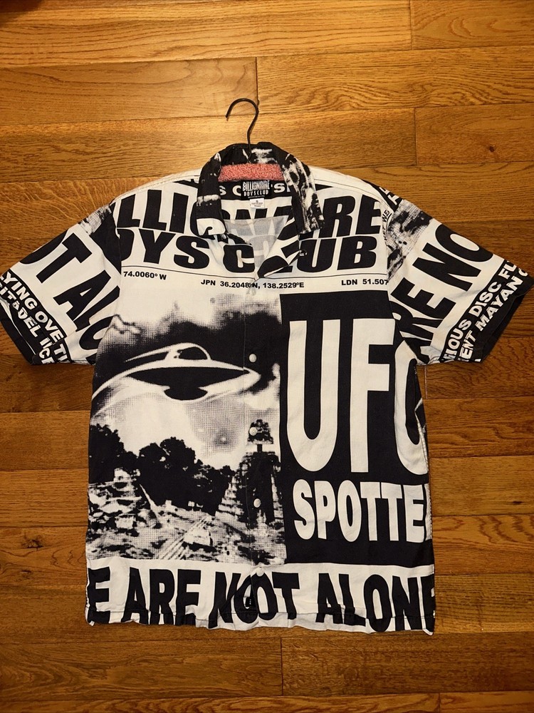 Billionaire Boys Club Men UFO Short Sleeve Woven Shirt White Small