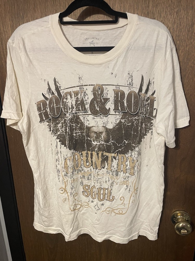 Idyllwind Rock & Roll Country Soul Eagle Graphic Rhinestone Tee Shirt Medium