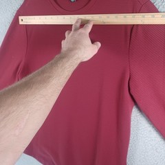 MAGASCHONI Mens Burgundy Long-Sleeve Shirt Size Medium Stretch Round Neck Soft