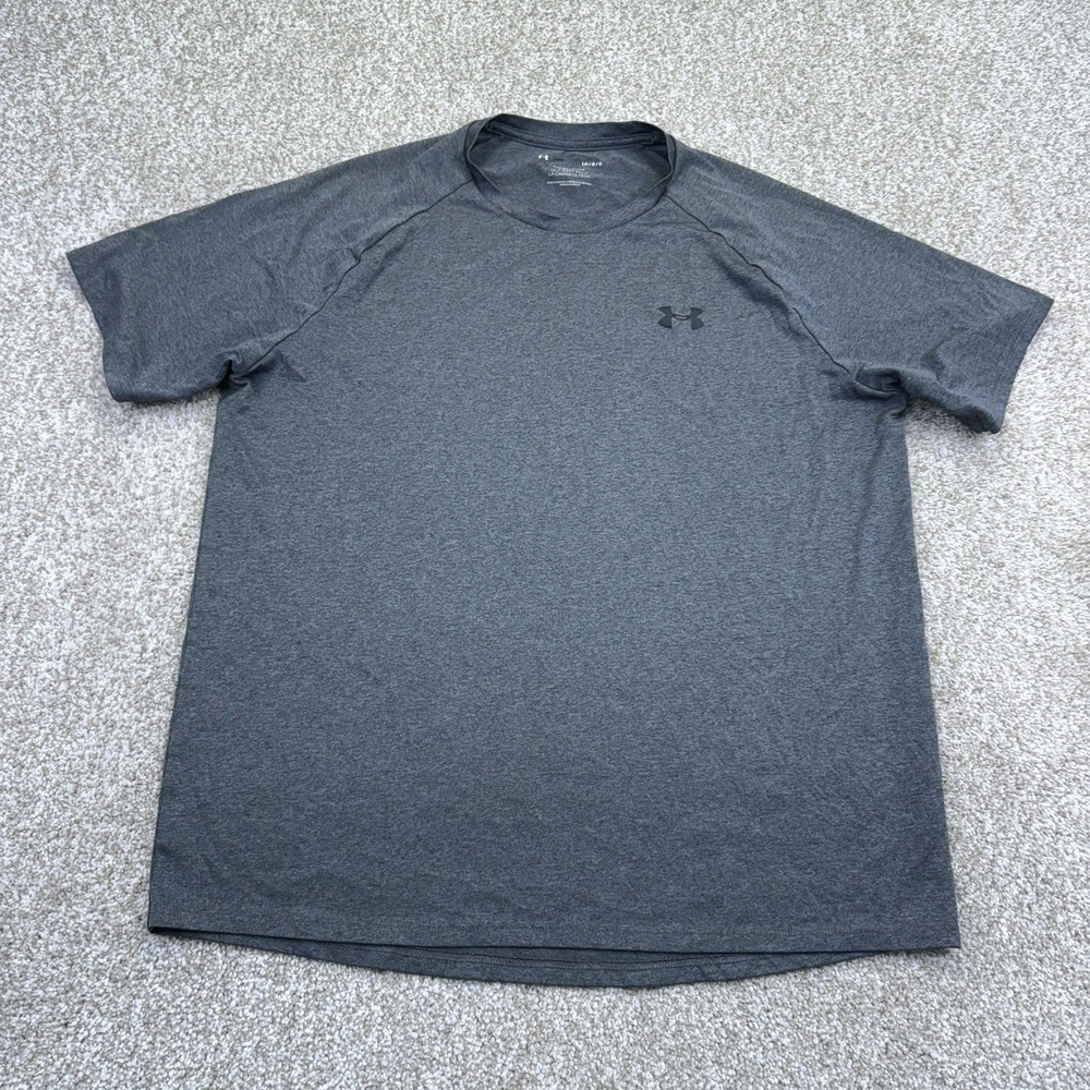 Under Armour The Tech Tee Shirt Mens Size Large Gray Short Sleeve Raglan 1326413