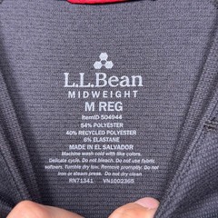 LL Bean Shirt Mens Medium Black Midweight Base Layer Performance Outdoor Hiking