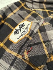 Harley-Davidson Black, Gray & Mustard Plaid Flannel Shirt Jacket