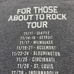 AC/DC For Those About To Rock Tour T Shirt Medium Grey Replica 1981