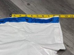 Men’s Hollister T-Shirt White/Blue Embroidered Logo & Shoulder Stripes Tee – L