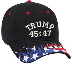 Trump 45/47 Embroidered One Size Fits All Structured US Flag Hat