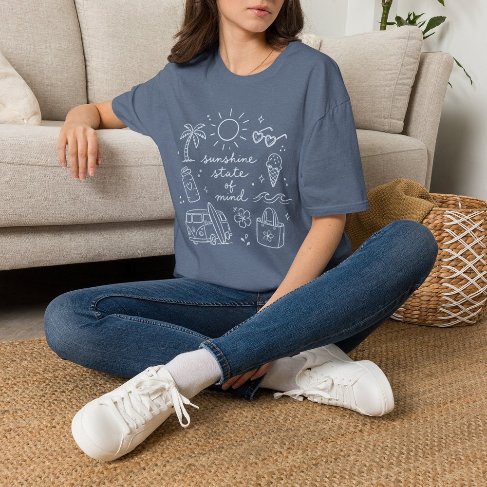 Sunshine State Of Mind T Shirt Beach Summer Graphic Tee Ocean Vacation Shirt