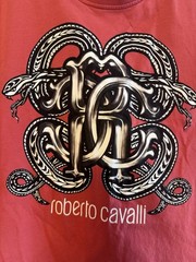 Roberto Cavalli Men’s Red Snake Logo Graphic Print Crew Neck T-Shirt Sz M