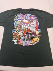 Jeep Beach 2025 Daytona Beach Florida Tiki & Sharks Scene Green T-Shirt L