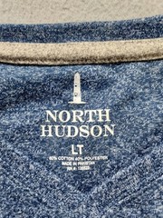 North Hudson Men T Shirt LT Blue Crew Neck Short Sleeve Pullover Basic Casual
