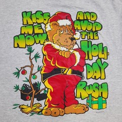 Vintage Funny Christmas Shirt XL 24×27 Boxy Cropped Gray