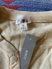 J. CREW Jacquard rib-knit henley in Heather Ginko (Yellow) Size S NWT $98 CL754