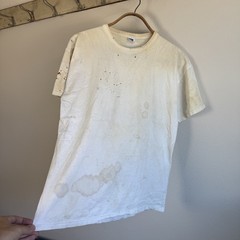 1980s Russell Cotton White Paper Thin T-Shirt Large