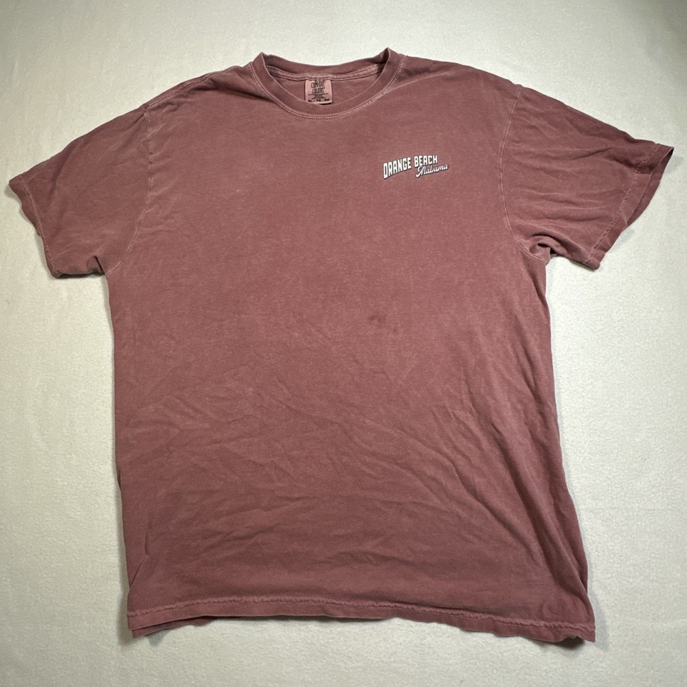 Comfort Colors Orange Beach Alabama T Shirt Men’s XL Brick Sunset Anchor Graphic