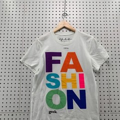 Fashion Geek Shirt White Men Small Short Sleeve Multicolor Graphic Size S