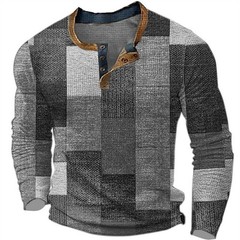 Mens Digital Printed Button For polo Shirt Long Sleeve for Spring Summer Autumn