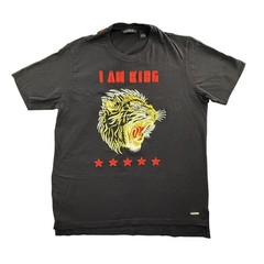 Sean John Shirt Mens Large Black I Am King Tiger Embroidered Stars Graphic Tee