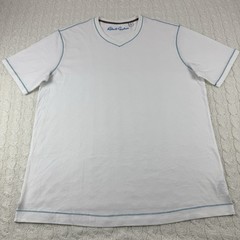 Robert Graham Classic Fit V Neck T-Shirt Men’s Size XL White Knit Supima Cotton
