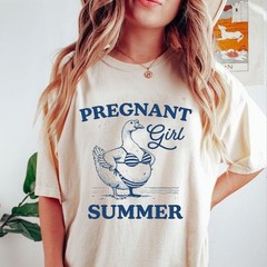 Pregnant Girl Summer Shirt, Silly Goose Mom Tee, Pregnancy Announcement Gift