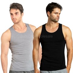 Men’s Tank Top 100% Cotton Black Grey A-Shirt Wife Beater Undershirts Size S-3XL